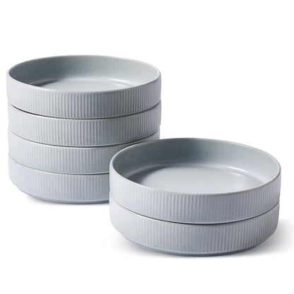 famiware Star 7.5" Pasta Bowls Set of 6, Plate Bowls, Light Gray | Double Reactive Glaze, Microwave & Dishwasher Safe, Lead-free and Cadmium-free, Stoneware Scratch Resistant, Kitchen Bowls - color: Light Gray, size: 6 pcs