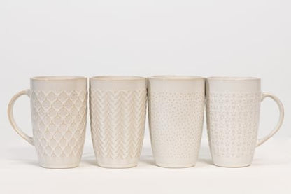 House Beautiful Versatile Classic Stoneware Mug Set – 22 oz, Set of 4 (Linen Hues) - color: Linen Hues