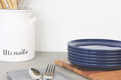 Double Line 10.5" Dinner Plate, Set of 6, Cobalt Blue - color: Cobalt Blue, size: Dinner Plate