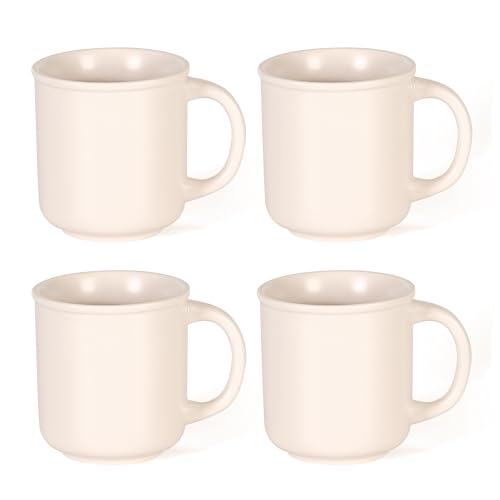 GZG 18 oz Coffee Mugs Set of 4, Cream Mist | Modern Ceramic Coffee Cups with Handle, Large for Tea, Latte, Milk, Cocoa, Rustic Matte Glaze, Microwave & Dishwasher Safe - color: Cream Mist, size: 4 pcs Mug Set