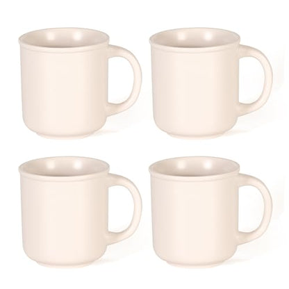 GZG 18 oz Coffee Mugs Set of 4, Cream Mist | Modern Ceramic Coffee Cups with Handle, Large for Tea, Latte, Milk, Cocoa, Rustic Matte Glaze, Microwave & Dishwasher Safe - color: Cream Mist, size: 4 pcs Mug Set