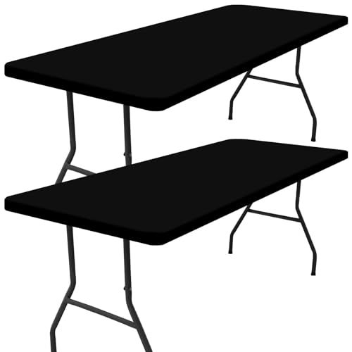 Smiry 2 Pack Rectangle Picnic Table Cloth, Waterproof Elastic Fitted Tablecloths, Washable Polyester Rectangular Patio Table Cover for Camping, Indoor and Outdoor (Black, 24"x36") - color: Black, size: 3FT - 24"X36"