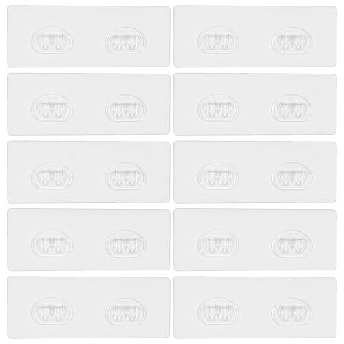 10 Pack Shower Caddy Adhesive Replacement, Shower Shelf Strong Adhesive Hooks, No Drilling, Transparent WaterProof Strips for Bathroom Shelves & Kitchen Racks - color: 10 Pack Double Hooks