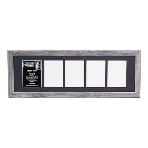 Creative Letter Art 5 Opening Driftwood Picture Frame with Glass to hold 5 by 7 inch Photographs including 10x32-inch Black Mat Collage - color: 5 opening, size: Driftwood w/ Black