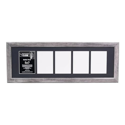 Creative Letter Art 5 Opening Driftwood Picture Frame with Glass to hold 5 by 7 inch Photographs including 10x32-inch Black Mat Collage - color: 5 opening, size: Driftwood w/ Black