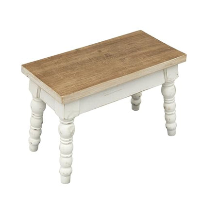 Farmhouse Solid Wood Plant Stand Indoor, Rectangular Wooden Plant Stool & Flower Pot Riser for Small Medium Pots, Rustic Tabletop Succulent Holder for Living Room, Patio Decor