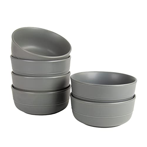 Double Line 6.25"/24 oz Cereal Bowl, Set of 6, Matte Gray - color: Matte Gray, size: Cereal Bowl