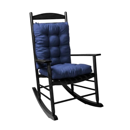 Rocking Chair Cushion, Set of Seat & Back Cushion with Ties for Indoor Rocker (Navy Blue) - color: Navy Blue