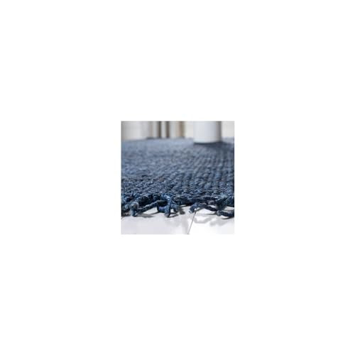 SAFAVIEH Natural Fiber Collection Accent Rug - 2' x 3', Navy, Handmade Boho Fringe Woven Jute, Ideal for High Traffic Areas in Entryway, Living Room, Bedroom (NF368N) - color: Navy, size: 2' x 3' (Rectangular)