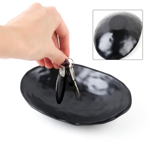 Black Dish Tray Trinket Ring Holder Bowl Key Bowl 7.60 Inch Oval | for Entryway Table Office Home Table Decor - size: 7.60 Inches