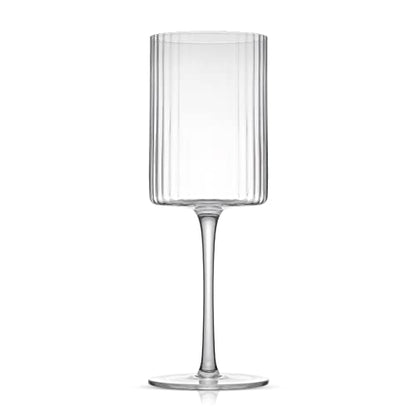 JoyJolt Elle Fluted Wine Glasses, 17.5oz Red Wine Glass Set of 2, Unique Stemmed Glass, Big Long Stem Cocktail Vintage Style Drinking Glasses - style: Red Wine Glasses