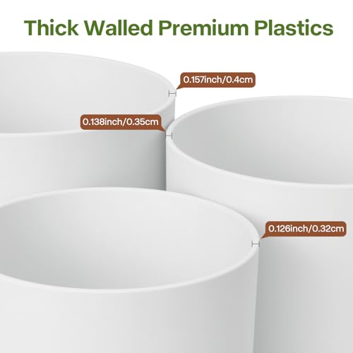 3 Pack Cylinder Planter Set 10/9/8 Inch White Indoor Plant Pots - color: White