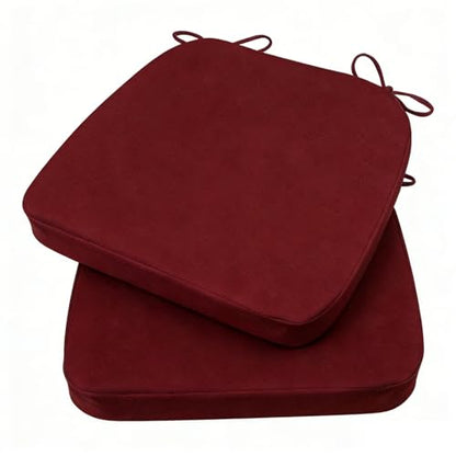 GIBZ Outdoor Chair Cushions 17"x16"x2" with Ties Set of 2 Burgundy | Waterproof Chairs Cushion U-Shaped Seat Pads Washable Casual for Yard Lawn Patio - color: Burgundy