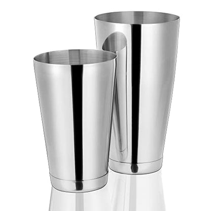 Cocktail Shaker Tins Set Stainless Steel, Pro Bar Style Boston Shakers Bartending, Two Piece Martini Shaker Cup Drink Mixer for Bartender – Silver Bar Tools Weighted Metal Shaking Tin