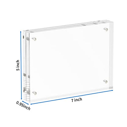 NIUBEE 5x7 Acrylic Frame, Clear Picture Frame 20% Thicker Block,Frameless Acrylic Frames Double Sided,Magnetic frames Display Desktop for Office/Home - size: 5x7"(1 Pack)