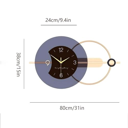 Large Decorative Wall Clock, Metal Modern Light Luxury Wall Decorative Silent No Ticking Numerals Clocks Creative Wall Art Home Decor for Living Room (Size : 80 CM/31.5 in) - size: 31.5 in