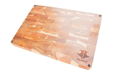 KANKA Acacia Wood Cutting Board Reversible – 19 x 14 Extra Large End Grain Butcher Block with Juice Groove, Non-Slip Feet & Built-In Handles – Ideal Wooden Cutting Board for Meat & Chopping