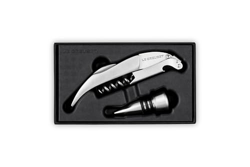 Le Creuset Stainless Steel Corkscrew Wine Opener and Stopper Set | One-Step Waiter's Friend - color: Stainless Steel, style: Wine Opener and Stopper Set