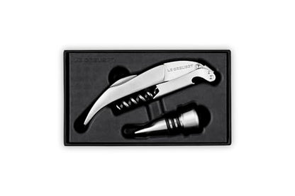 Le Creuset Stainless Steel Corkscrew Wine Opener and Stopper Set | One-Step Waiter's Friend - color: Stainless Steel, style: Wine Opener and Stopper Set