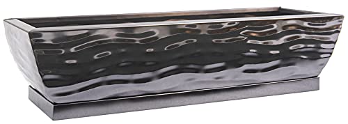 H Potter Succulent Planter Rectangular Plant Pot Flower Indoor Outdoor Window Box (Black Nickel Large) - color: Black Nickel Large