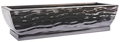 H Potter Succulent Planter Rectangular Plant Pot Flower Indoor Outdoor Window Box (Black Nickel Large) - color: Black Nickel Large