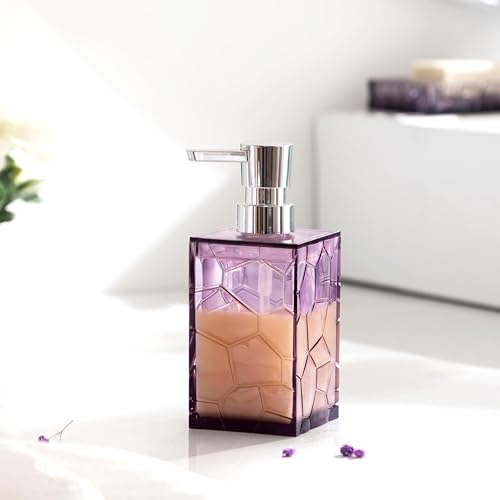 HBlife Bathroom Accessories Set, Acrylic Bathroom Counter Set of 4 | Boho acrylic bathroom decor, 4-pc: holder, soap, tumbler, dish, Easy-clean & rustproofd, Ideal housewarming gift - style: purple