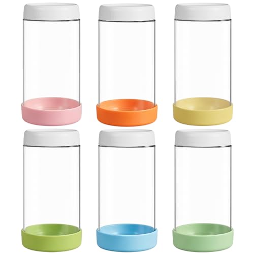6-Pack 24oz Glass Overnight Oats Containers with Lids and Silicone Sleeves | Stackable Mason Jars Wide Mouth Meal Prep Jars for Yogurt Chia Salad Snacks Sugar - Leakproof Food Storage Jars - size: 24oz