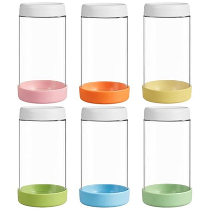6-Pack 24oz Glass Overnight Oats Containers with Lids and Silicone Sleeves | Stackable Mason Jars Wide Mouth Meal Prep Jars for Yogurt Chia Salad Snacks Sugar - Leakproof Food Storage Jars - size: 24oz