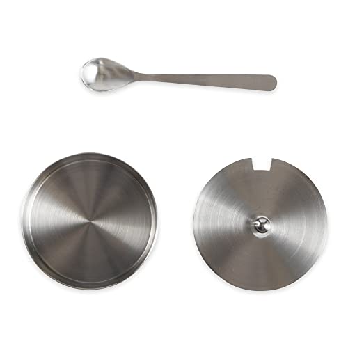 RSVP International Endurance Kitchen Collection Salt Cellar Set with Spoon, 4-Ounce, Brushed Stainless Steel - size: 0.1 Quarts