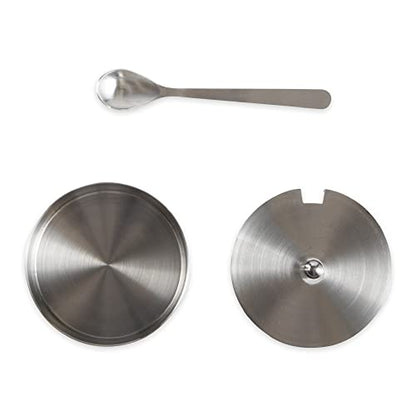 RSVP International Endurance Kitchen Collection Salt Cellar Set with Spoon, 4-Ounce, Brushed Stainless Steel - size: 0.1 Quarts