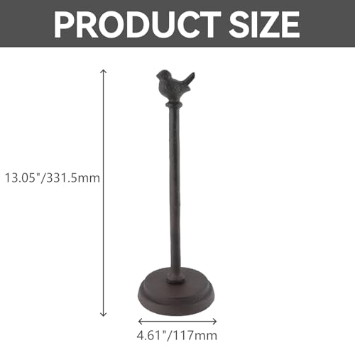 13.05" Black Iron Bird Paper Towel Holder for Toilet | Cast Iron,for Kitchen Paper,for home,for Bathroom,for Work Countertops