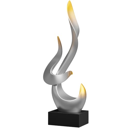Silver Fire Flame Sculpture,Art Modern Abstract Statue,Shelf Accents Decor | Modern Home Resin Sculptures Decorative Objects,Table Top Decor for Livingroom Home Decor,Office Shelf Sculpture - color: Silver, size: Large