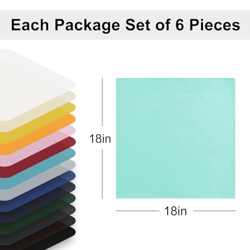 Cloth Napkins Set of 6, 18 x 18 Inch, Washable Aqua Dinner Napkins with Hemmed Edges for Restaurant, Wedding and Holiday - color: Aqua, size: 18" x 18" (Set of 6)