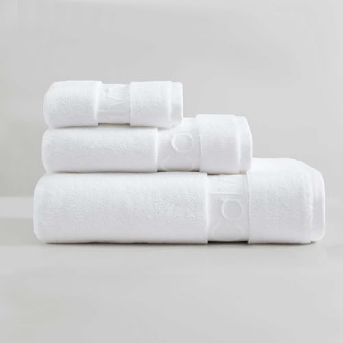 Calvin Klein - Bath Towels, Super Soft & Absorbent Cotton Towels, Zero Twist Construction, Brand Locker Loop for Easy Hanging (Iconic Solid White, 3 Piece) - color: Iconic Solid White, size: 3 Pack
