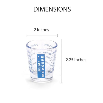 Kolder Mini Measure Heavy Glass, 20-Incremental Measurements Multi-Purpose Liquid and Dry Measuring Shot Glass, Blue, Set of 2 - color: Blue, size: Set of 2