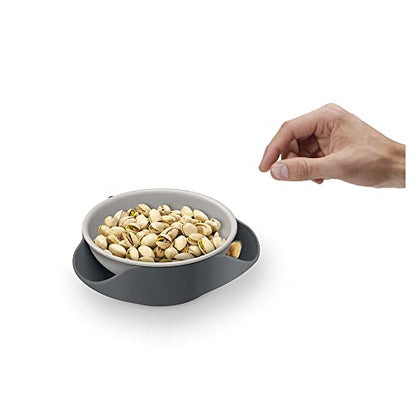 Joseph Joseph Double Dish Pistachio and Snack Serving bowl with Food Waste Compartment, BPA-Free - Grey - color: Gray