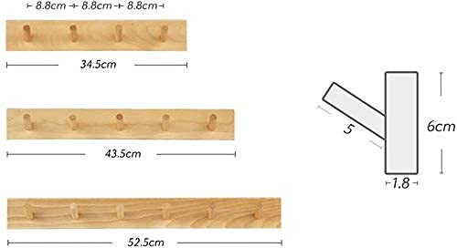 Coat Hooks for Wall Modern Sleek Wooden Peg Rail/Coat Rail with 3-8Coat Hooks for Jackets Dressing Gowns Scarves and Towels/Wall Mounted Coat Rack Stylish Wall-Mounted Coat Rack for Wall