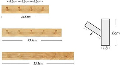 Coat Hooks for Wall Modern Sleek Wooden Peg Rail/Coat Rail with 3-8Coat Hooks for Jackets Dressing Gowns Scarves and Towels/Wall Mounted Coat Rack Stylish Wall-Mounted Coat Rack for Wall