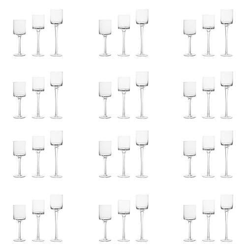 12 Sets (36 Pcs) Elegant Tea Light Glass Candle Holders Wedding Table Centrepiece Suitable for Candles Under 6cm (2.36") in Diameter (12SETS Clear) - color: 12sets Clear