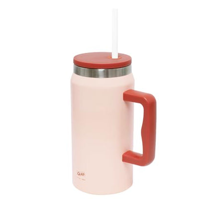 Glad Pioneer Stainless Steel Tumbler with Lid and Straw - Double Walled Insulated Cup with Handle - Leak Resistant & Drinks Stay Cold All Day, 47oz, Rust - color: Rust, size: 47 Ounces