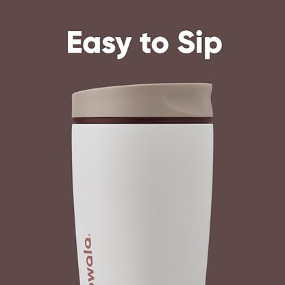 Owala SmoothSip Slider Insulated Stainless Steel Coffee Tumbler, Reusable Iced Coffee Cup, Hot Coffee Travel Mug, BPA Free 12 oz, Vanilla Bean - color: Vanilla Bean, size: 12 Ounces, style: No Handle