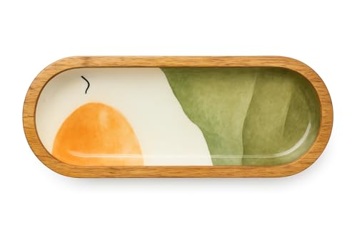 TOSQP27 Handmade Wooden Incense Holder for Sticks – Orange Resin Art Tray | Handcrafted Ash Catcher for Meditation, Yoga & Home Fragrance | Decorative Wooden Incense Burner Gift for Adults - color: Sunset Orange