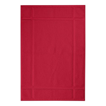 100% Cotton Bath Mat 24x17 Inches, 1350 GSM Thick Plush, Soft Absorbent, Oeko-Tex Certified, Durable Construction– Red - color: Red
