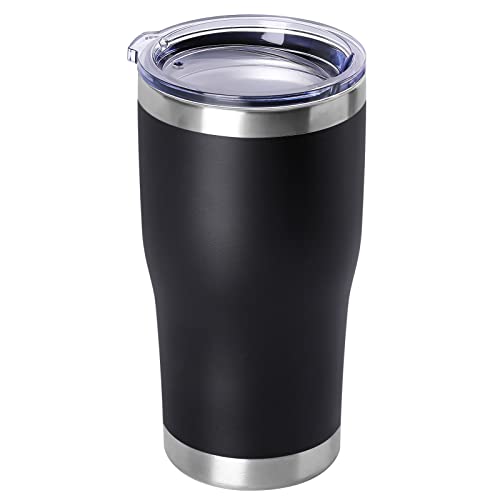 DOMICARE 20oz Tumbler with Lid Stainless Steel Tumblers Bulk, Double Wall Vacuum Insulated Coffee Travel Mug Powder Coated Tumbler, 1 Count (Pack of 1) Black - color: Black, size: 1 count