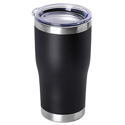 DOMICARE 20oz Tumbler with Lid Stainless Steel Tumblers Bulk, Double Wall Vacuum Insulated Coffee Travel Mug Powder Coated Tumbler, 1 Count (Pack of 1) Black - color: Black, size: 1 count