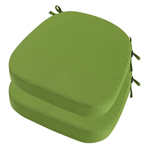 idee-home Outdoor Chair Cushions Set of 2, 19" x 19" D-Shaped | Thick Outdoor Seat Cushions Waterproof Patio Furniture with Ties Dining Pads - color: Green, size: 19 x 19 x 3 Inch
