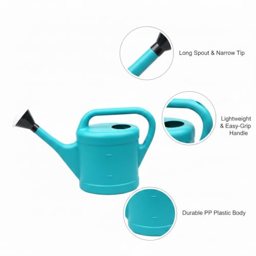 Long Spout Watering Can for Indoor Plants, Lightweight Blue PP Plastic with Narrow Tip for Precise Pouring - size: 12.99 x 3.35 x 9.84 in