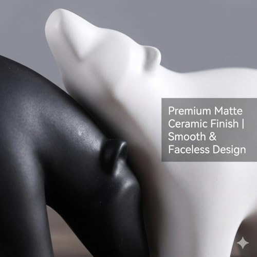 Modern Ceramic Bear Figurines, Black and White, Set of 2, Home Decor Sculptures (Middle)