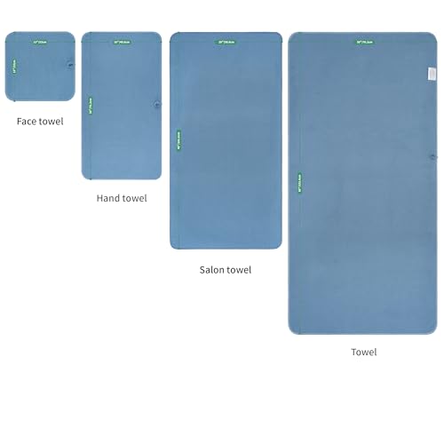 MICROFI Waffle Weave Bath Towel Set, Microfiber, 4 Pieces (Body/Hair/Hand/Face), Quick Dry, Lightweight, Super Absorbent, Lint Free, 380 GSM (Blue) - color: Blue