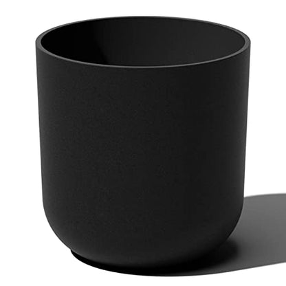 Veradek Round Black Plastic Planter Pots for Indoor/Outdoor Garden Use, with Drainage Holes, Suitable for Small to Large Succulent Plants, Flowers, Modern Interior Plants | Made From a Durable Plastic-Stone Composite With Pre-Drilled Drainage Holes. Moder